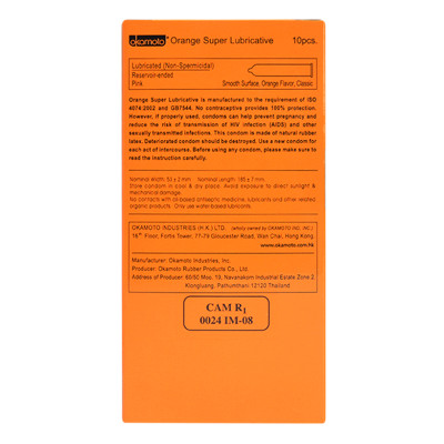 Bao Cao Su Okamoto Skinless Skin Orange Lubricated (Hộp 10 Gói)